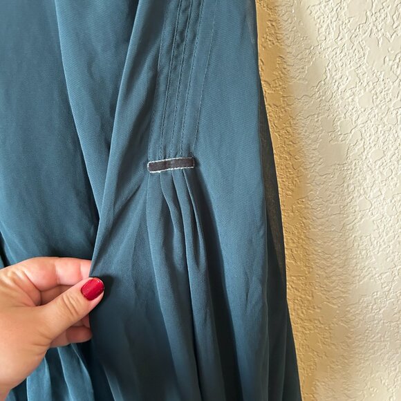 Plus Teal Romantic Button Down Blouse Velvet Chiffon Whimsygoth 1X - Picture 4 of 6